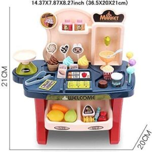 SELLMONK Plastic 42 Pcs Big Size Kitchen Playset | Musical & Light Kitchen Set Toy for Kids with Sound and Accessories Set for 4 Year Old (Lngmr-14- Candy Shop)
